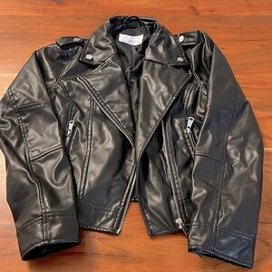 Girl’s Black Faux Leather Biker Jacket